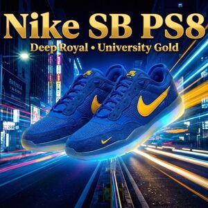 Nike SB PS8 Deep Royal Univ Gold Men’s 10 New w/Box (No Lid)